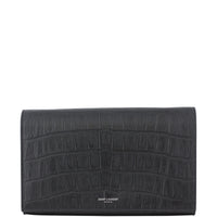 Saint Laurent Crocodile Embossed Chain Wallet Front