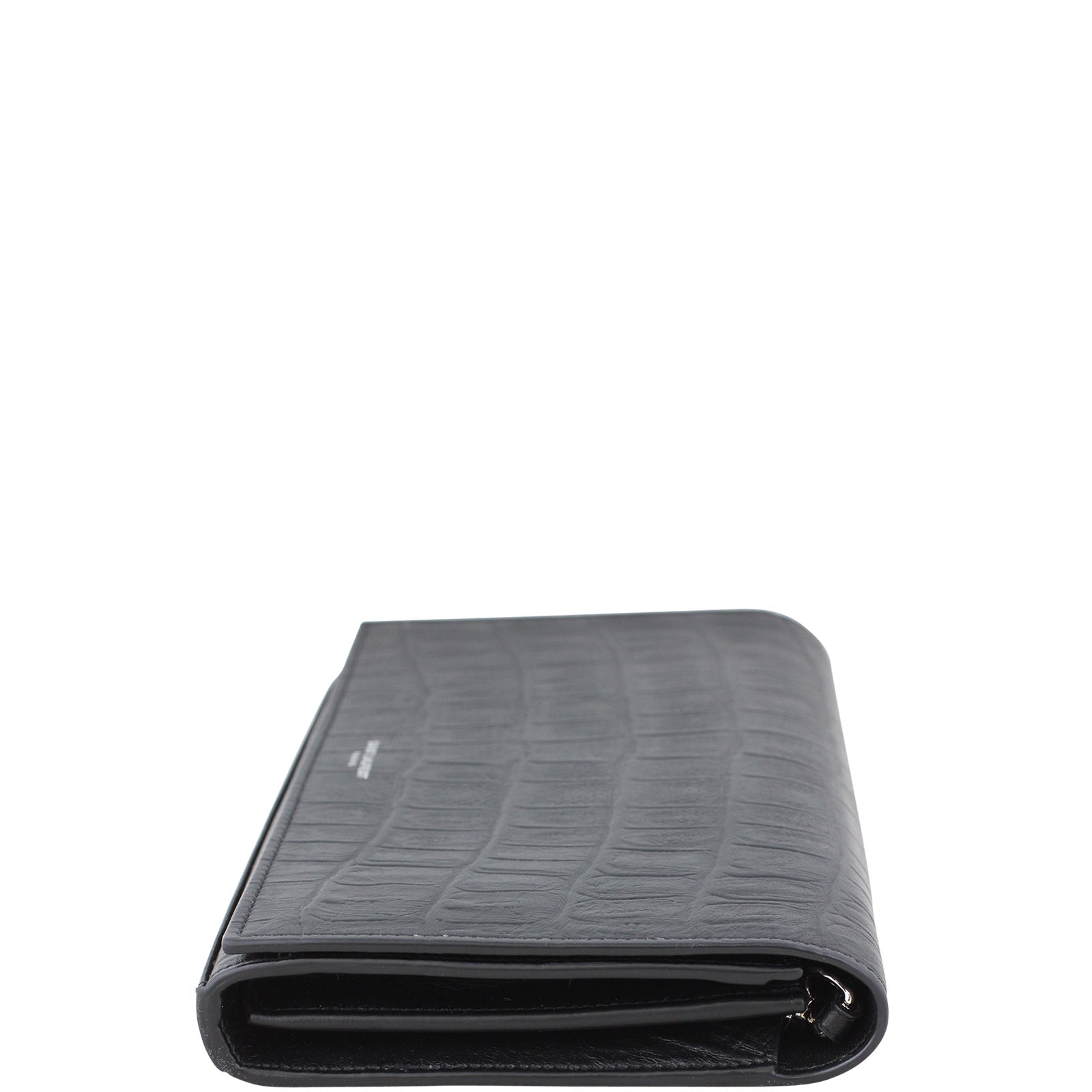 Saint Laurent Crocodile Embossed Chain Wallet Left