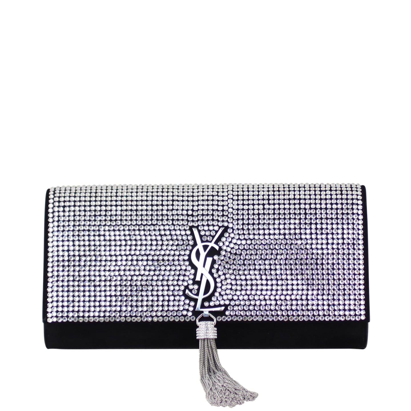 Saint Laurent Crystal Monogram Kate Clutch Front