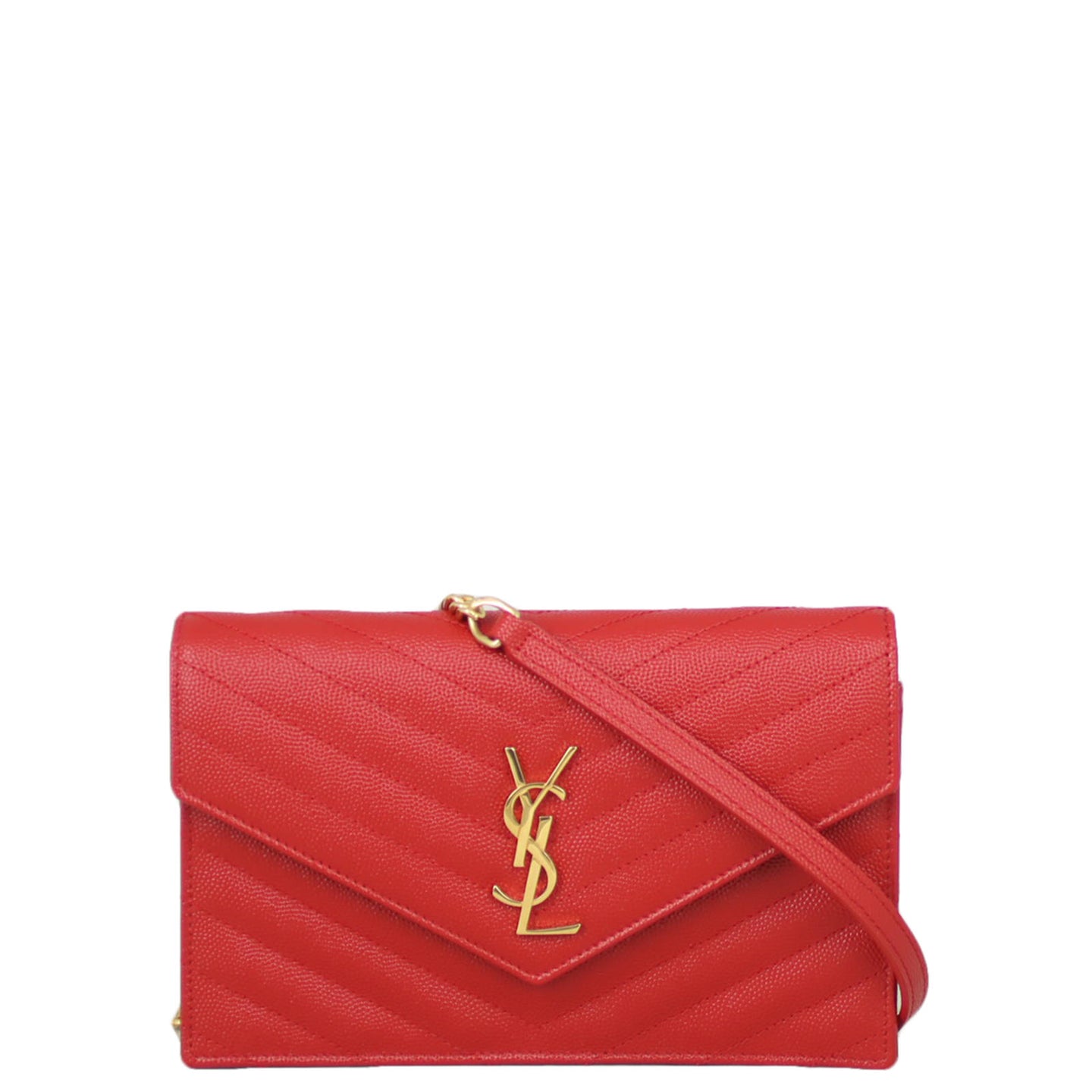 Saint Laurent Monogram Envelope Chain Wallet front chain