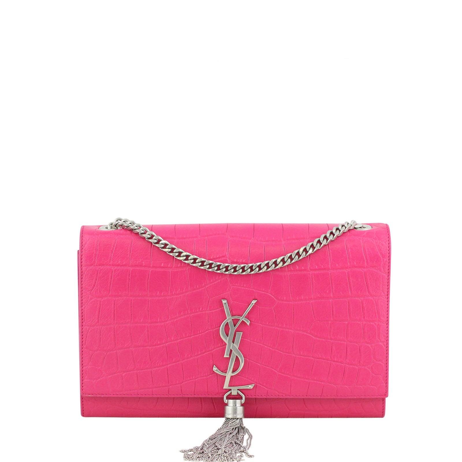 Saint Laurent Kate Medium Tassel Satchel Crocodile Embossed Front