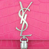 Saint Laurent Kate Medium Tassel Satchel Crocodile Embossed Logo