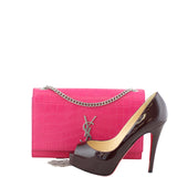 Saint Laurent Kate Medium Tassel Satchel Crocodile Embossed Scale