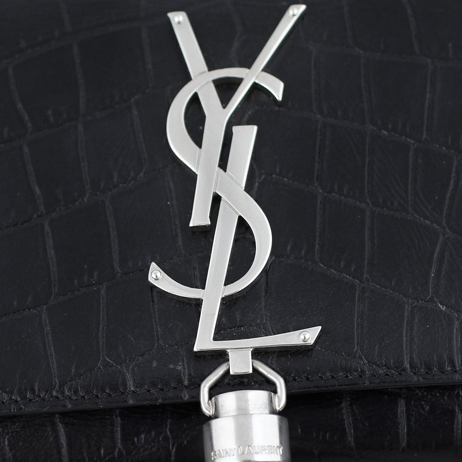 Saint Lauren Kate Tassel Satchel Crocodile Embossed Small Logo