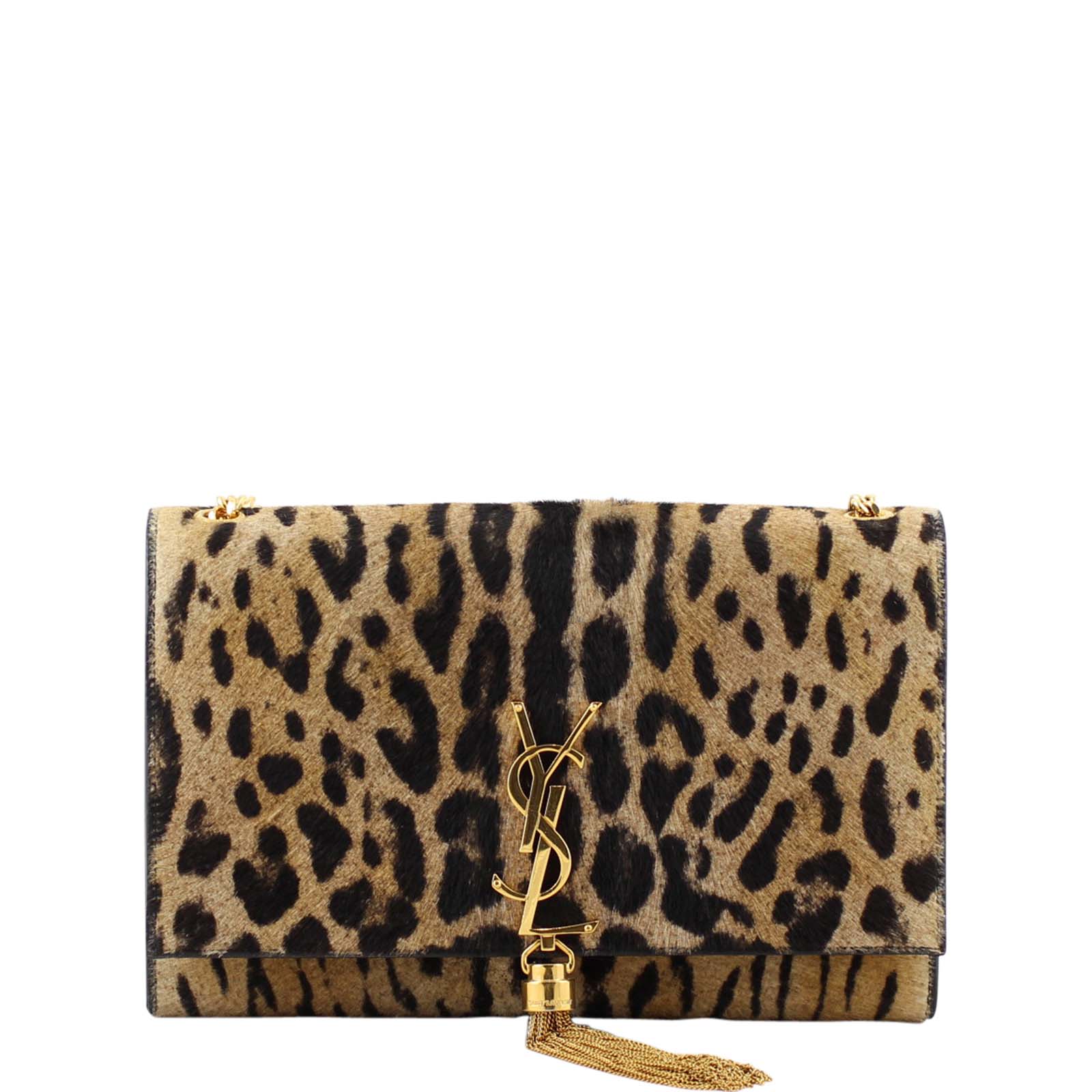 Saint Laurent Classic Medium Kate Tassel Satchel Leopard Front