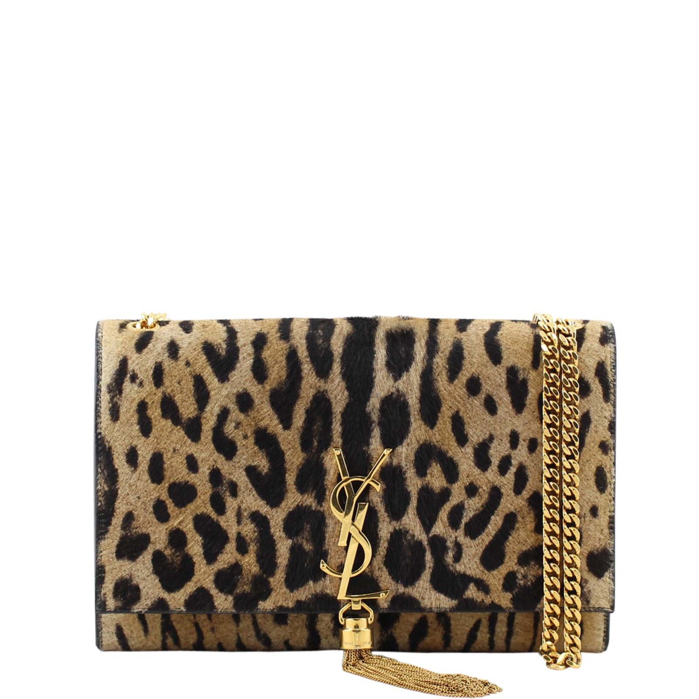 Saint Laurent Classic Medium Kate Tassel Satchel Leopard Front