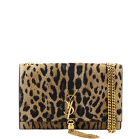 Saint Laurent Classic Medium Kate Tassel Satchel Leopard Front
