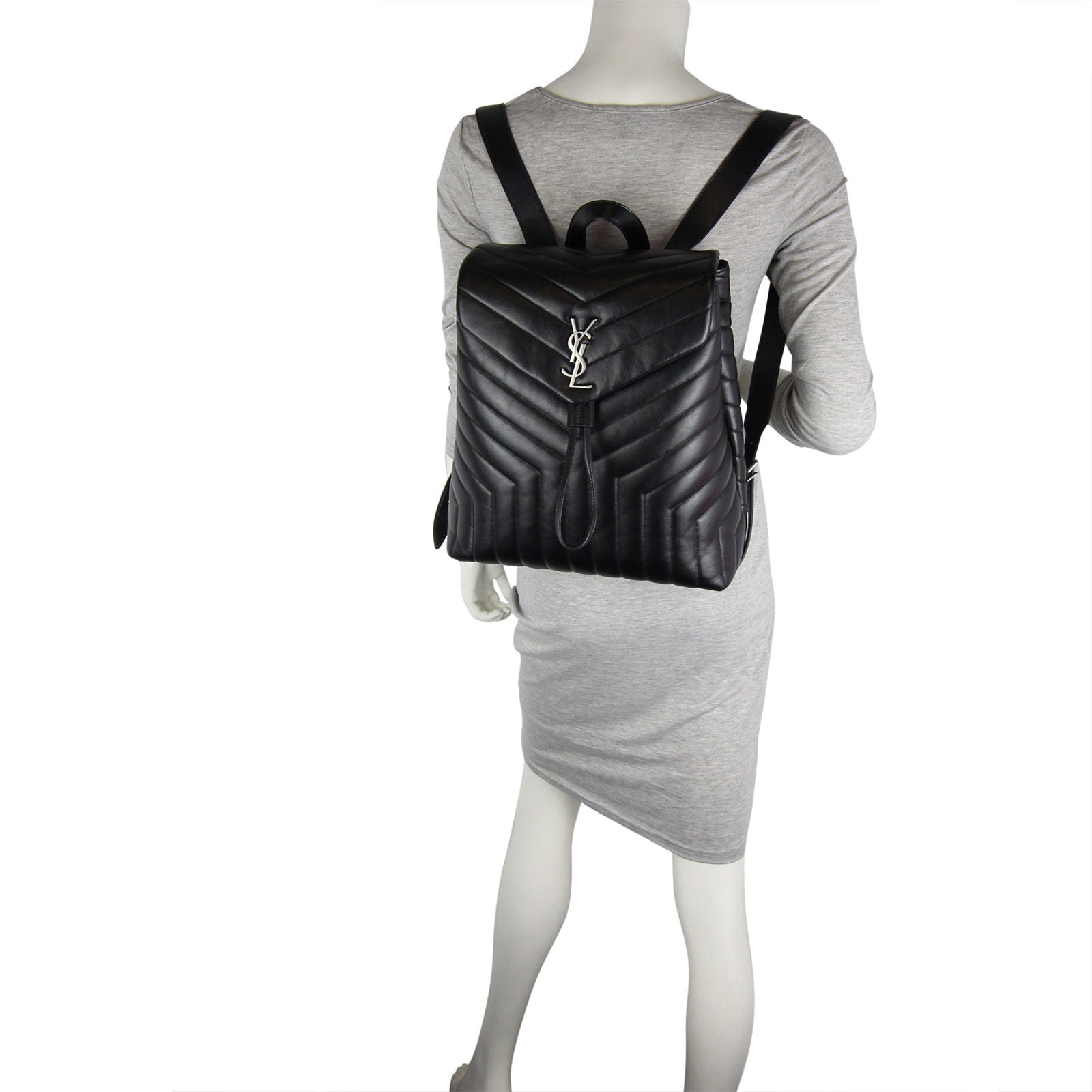 Saint Laurent Loulou Monogram Backpack Medium mannequin