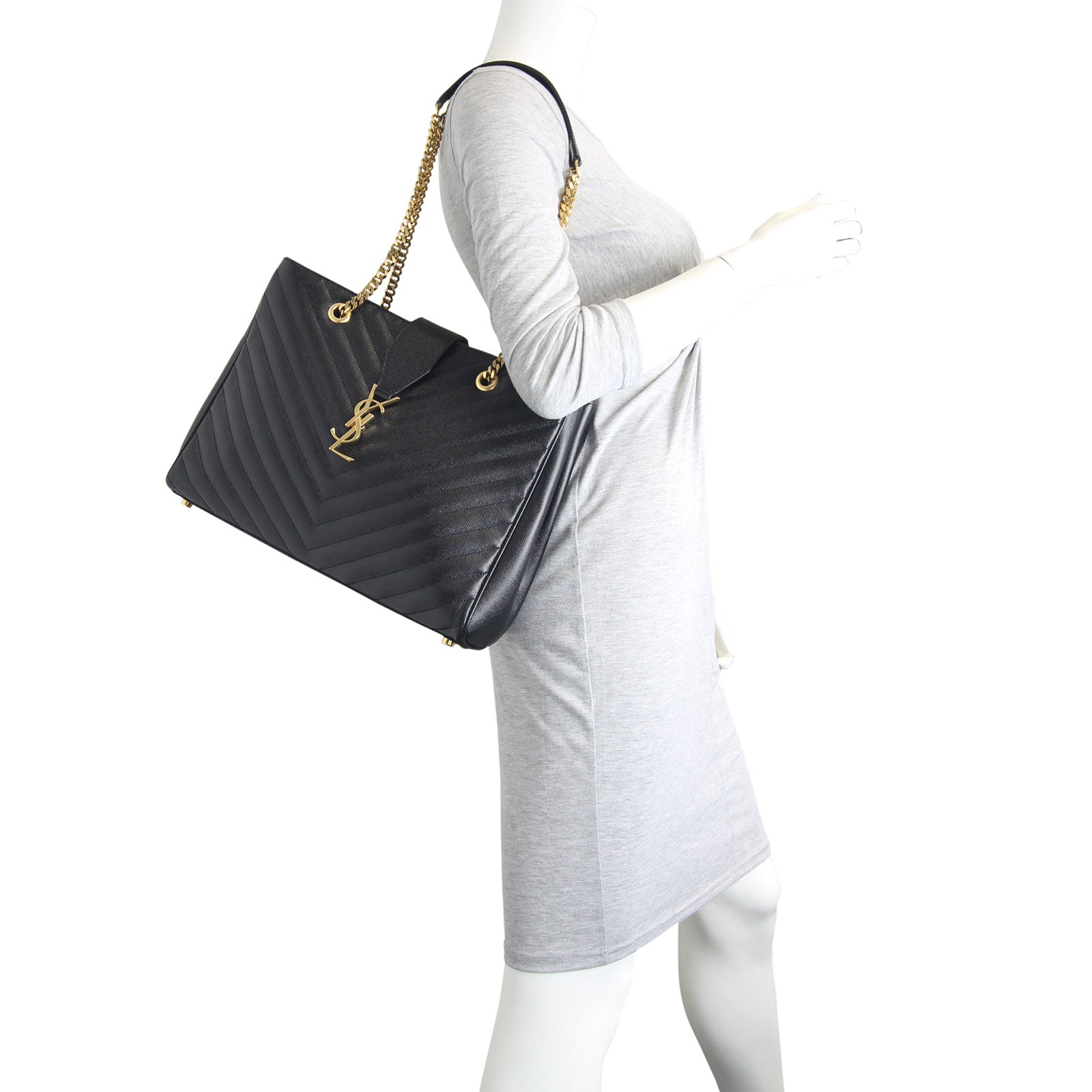 Saint Laurent Matelassé Chevron Shopping Tote Mannequin