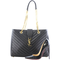 Saint Laurent Matelassé Chevron Shopping Tote Scale