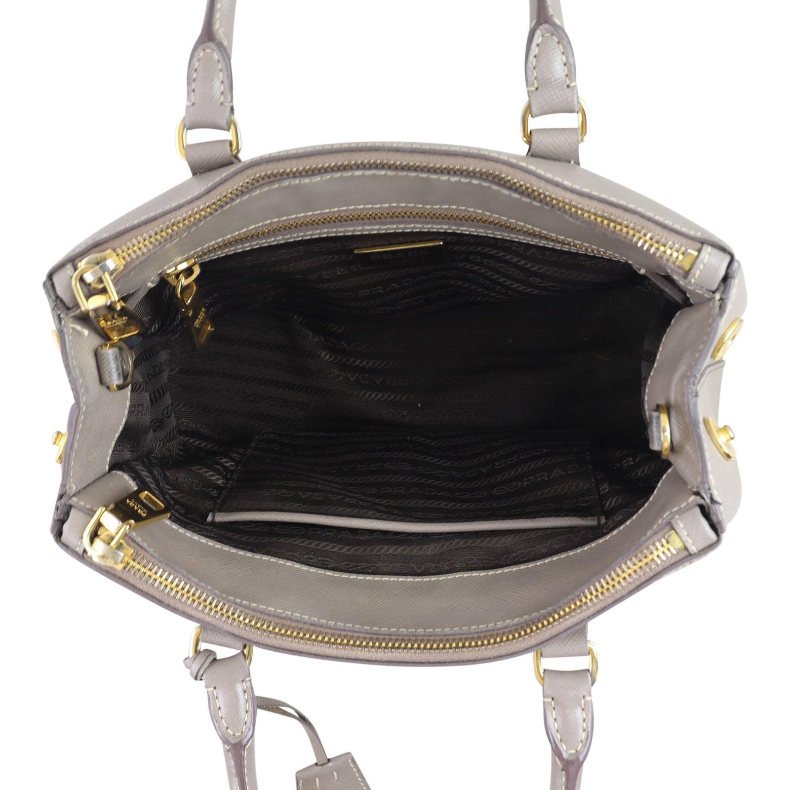 Prada Saffiano Lux Galleria Double Zip Tote Mini Whole interior