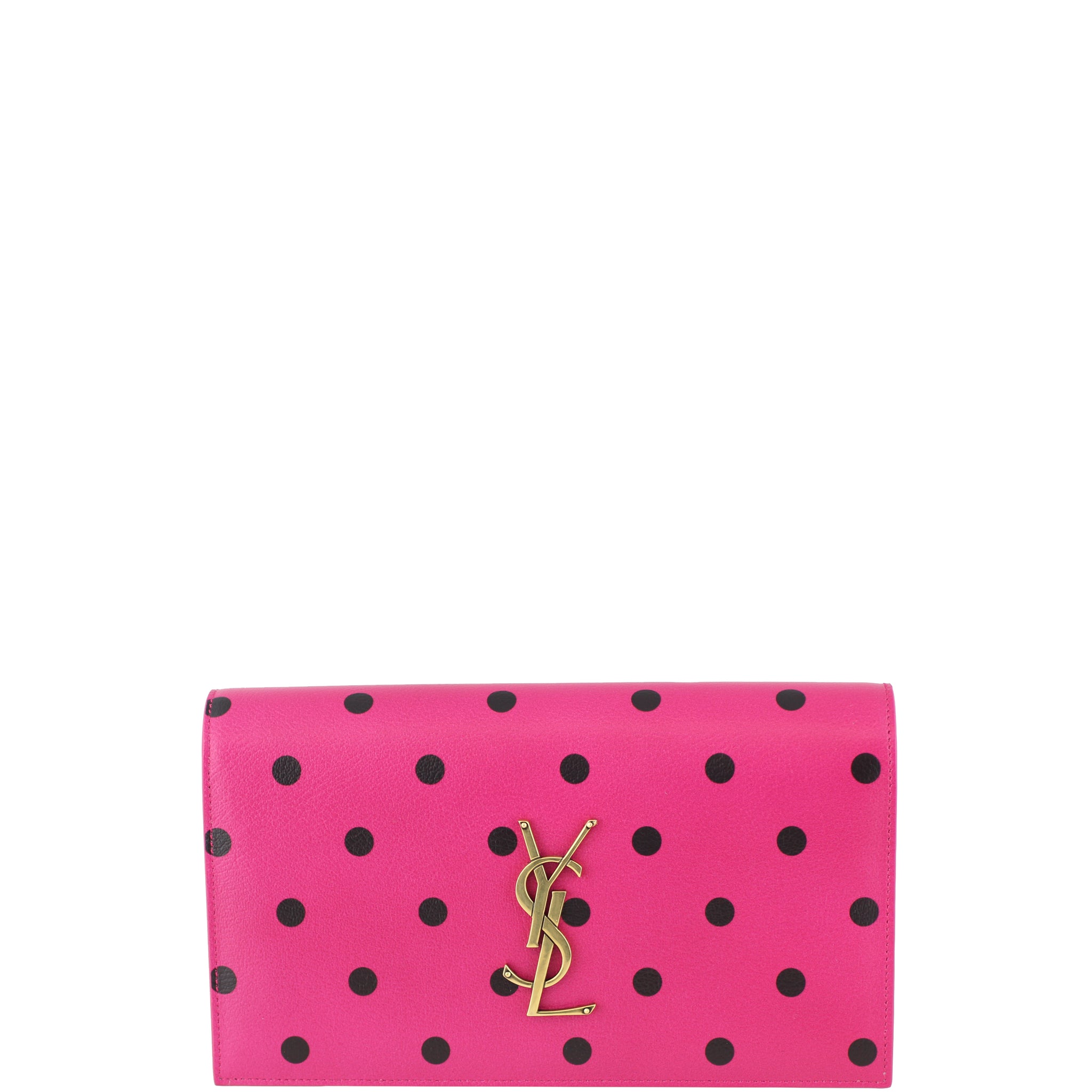 Saint Laurent Polka Dot Classic Monogram Clutch Front