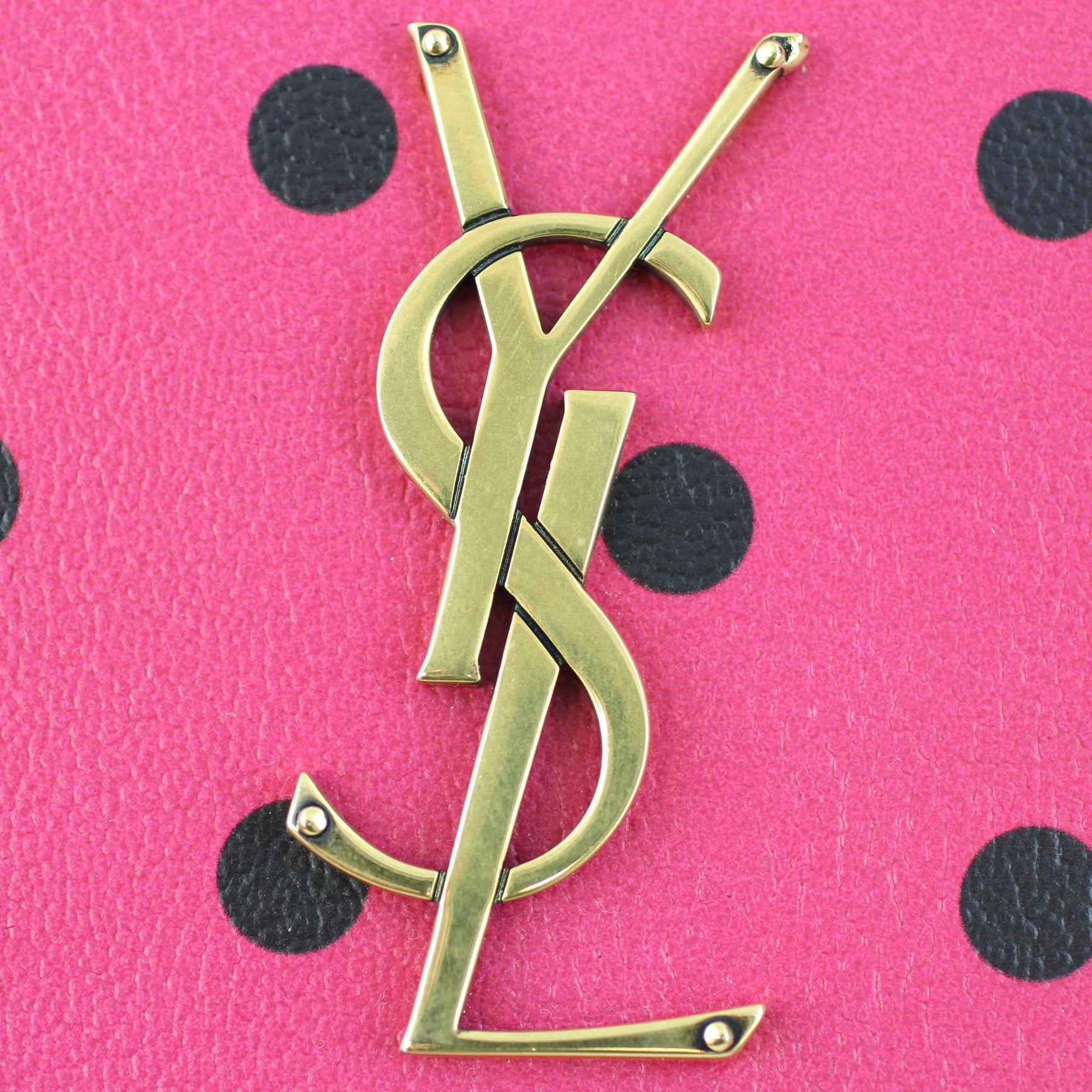 Saint Laurent Polka Dot Classic Monogram Clutch Logo