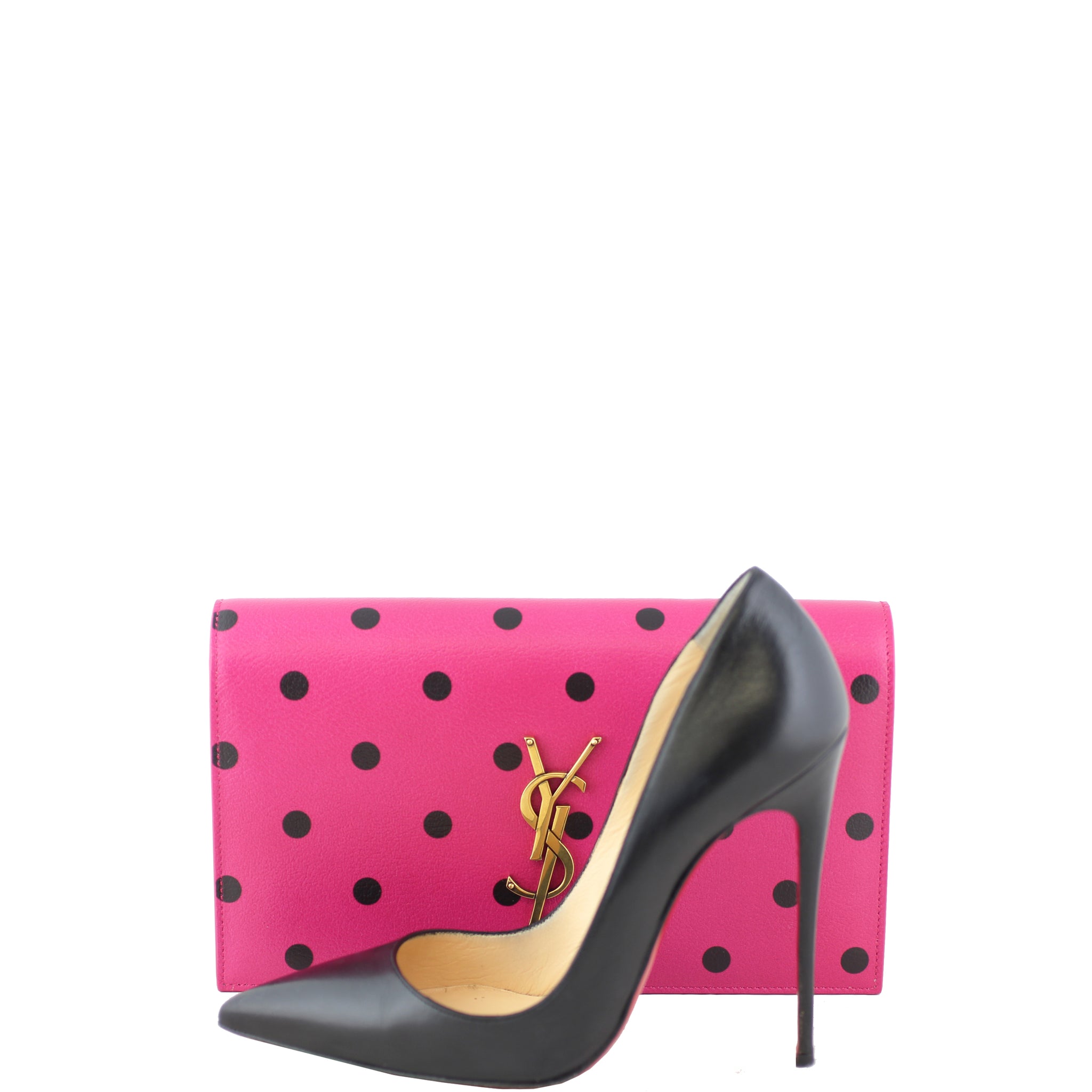 Saint Laurent Polka Dot Classic Monogram Clutch Scale