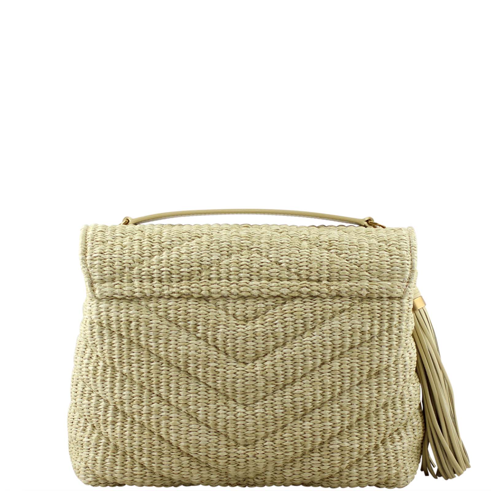 Saint Laurent Soft Raffia Shoulder Bag Back