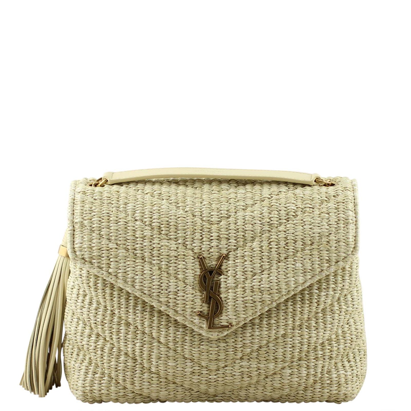 Saint Laurent Soft Raffia Shoulder Bag Front