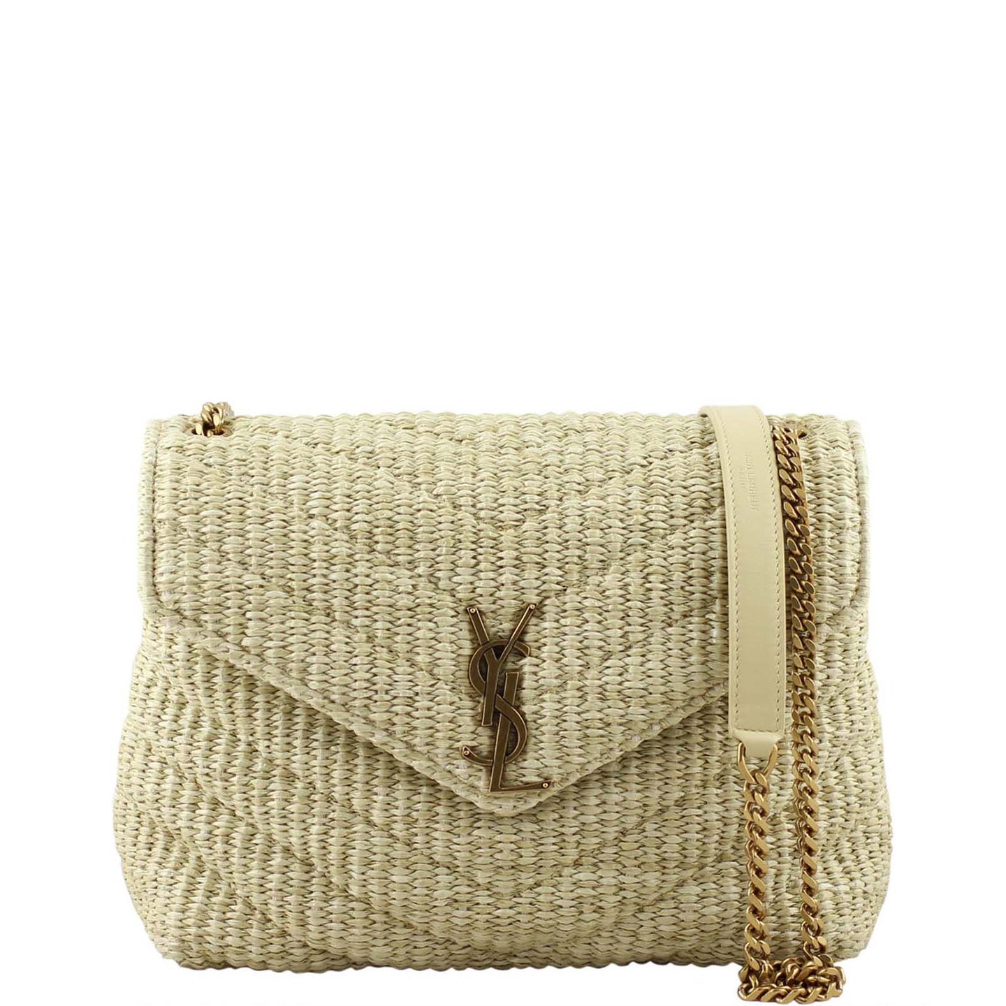 Saint Laurent Soft Raffia Shoulder Bag Front 2