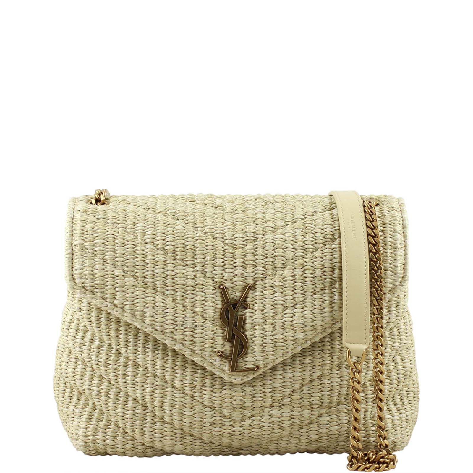Saint Laurent Soft Raffia Shoulder Bag Front 2