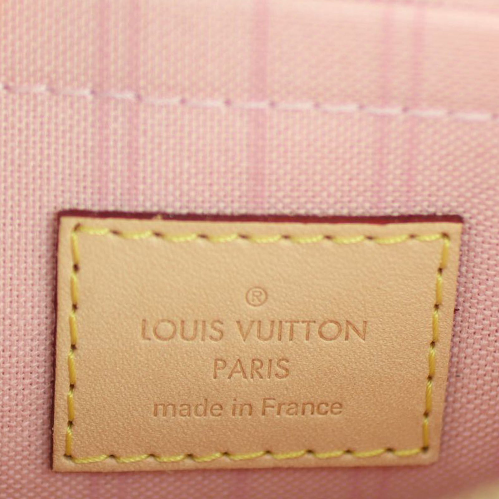 Louis Vuitton Neverfull Pochette Damier Azur Rose Ballerine Stamp