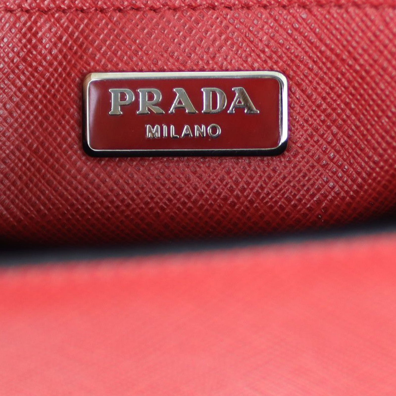 Prada Saffiano Lux Sound Crossbody Bag Stamp