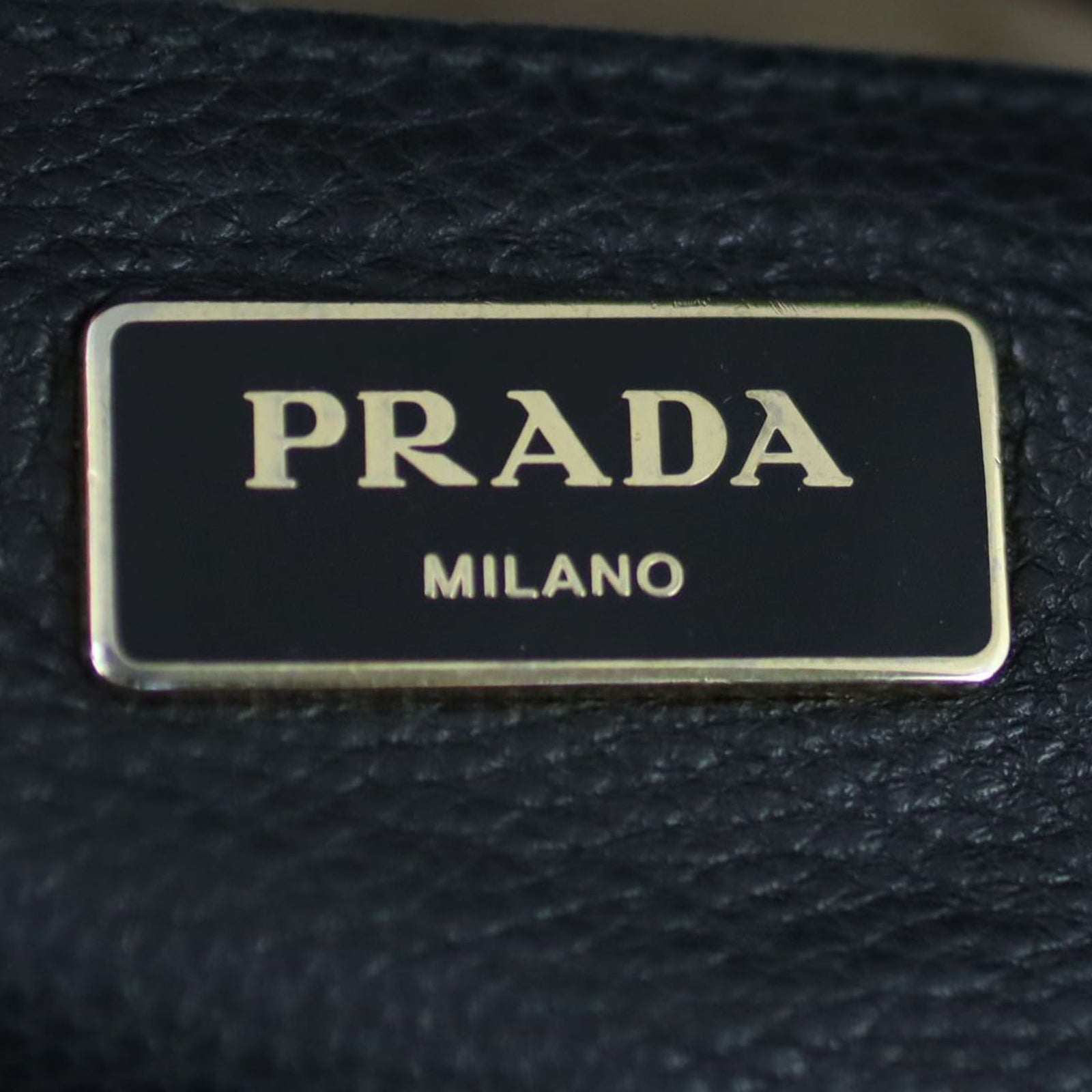 Prada Vitello Grain Top Handle Tote Stamp