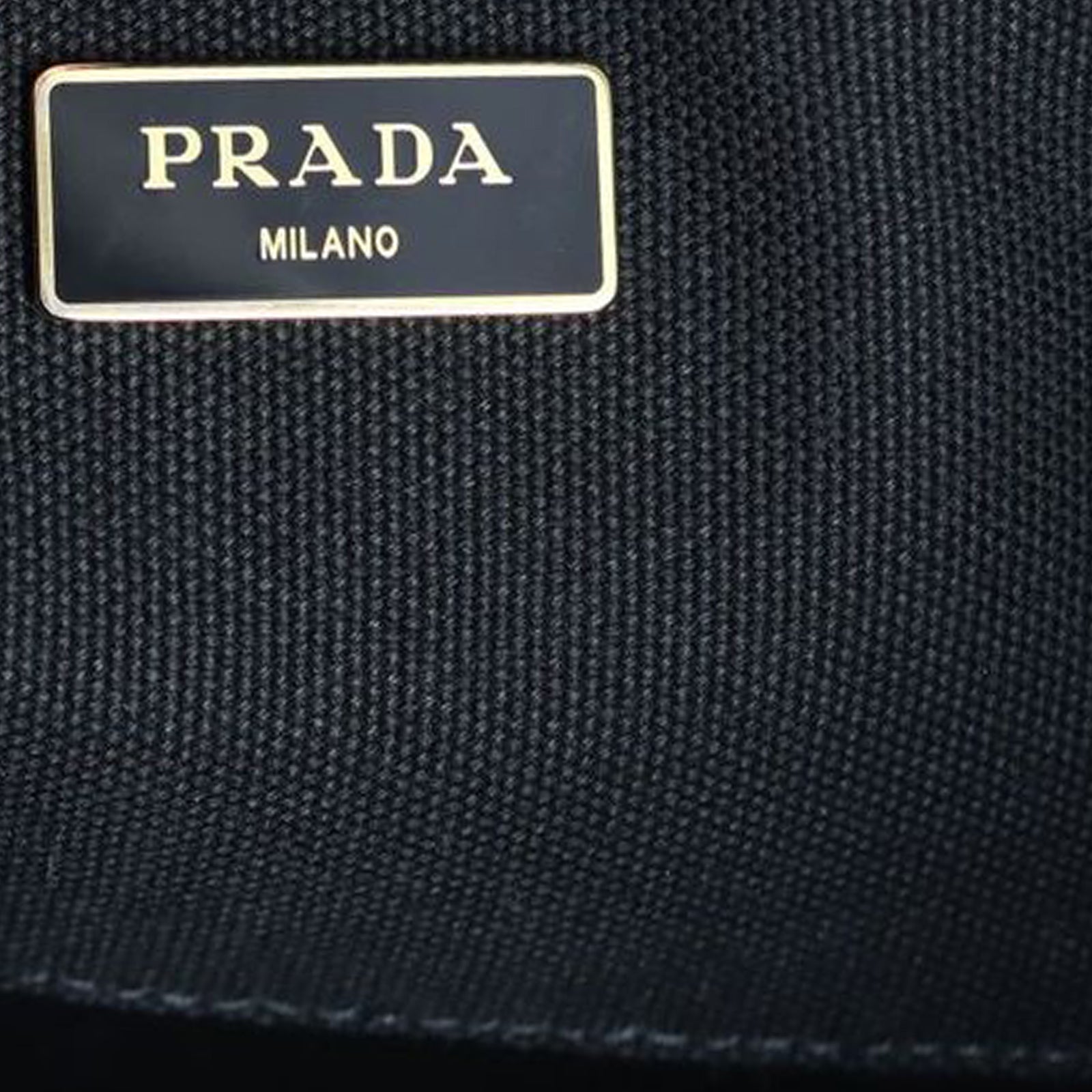 Prada Studded Canapa Tote Stamp