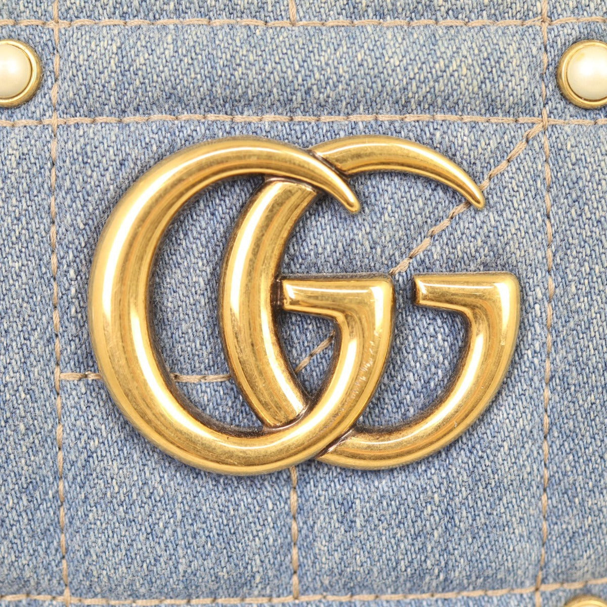 Gucci GG Marmont Denim Backpack Hardware
