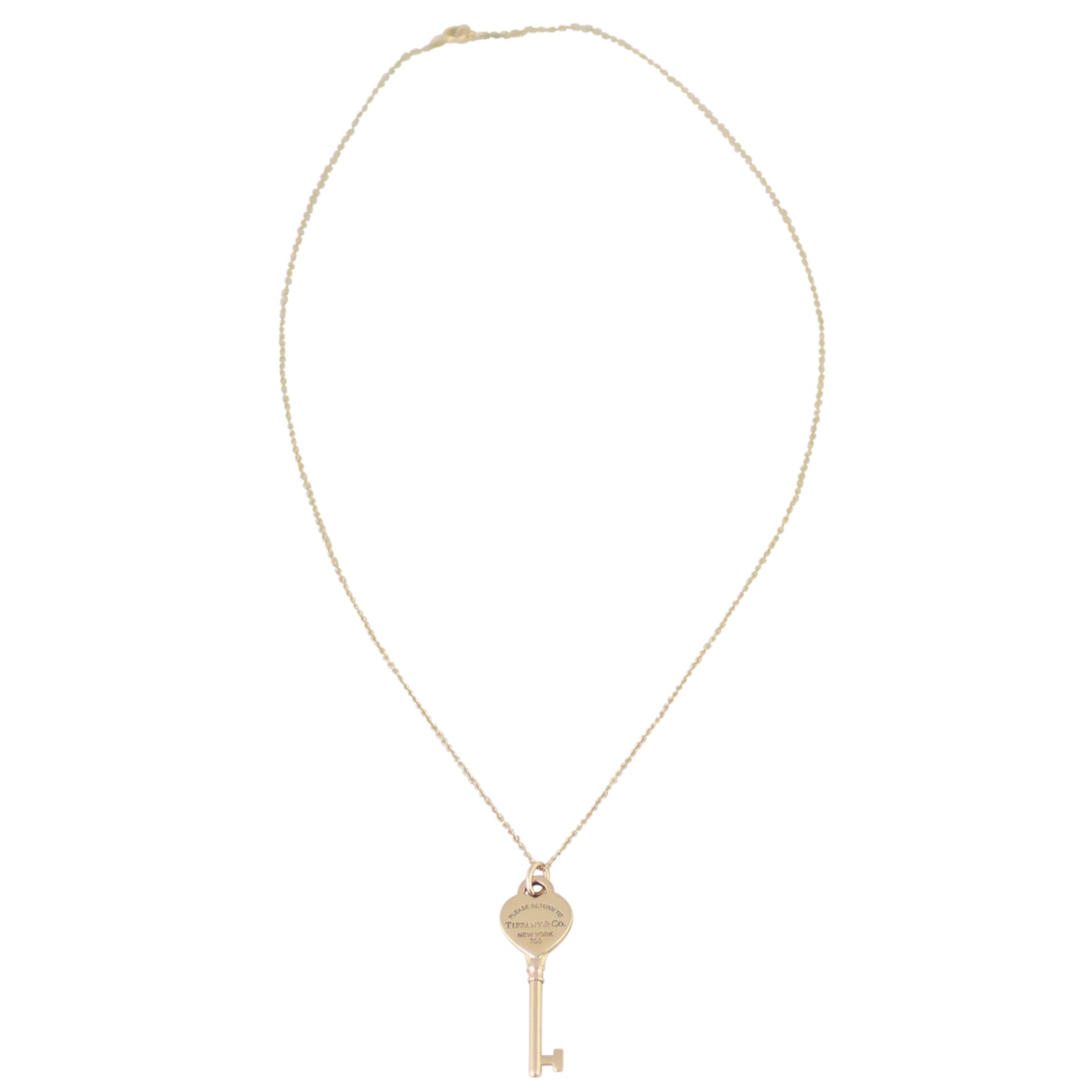 Tiffany & Co Return to Tiffany Key Pendant Necklace 18k Rose Gold Front
