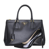 Prada Saffiano Lux Galleria Double Zip Tote Medium Back Shoe