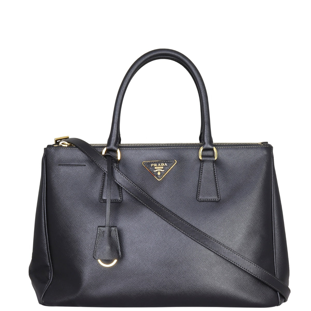 Prada Saffiano Lux Galleria Double Zip Tote Medium Front with Strap