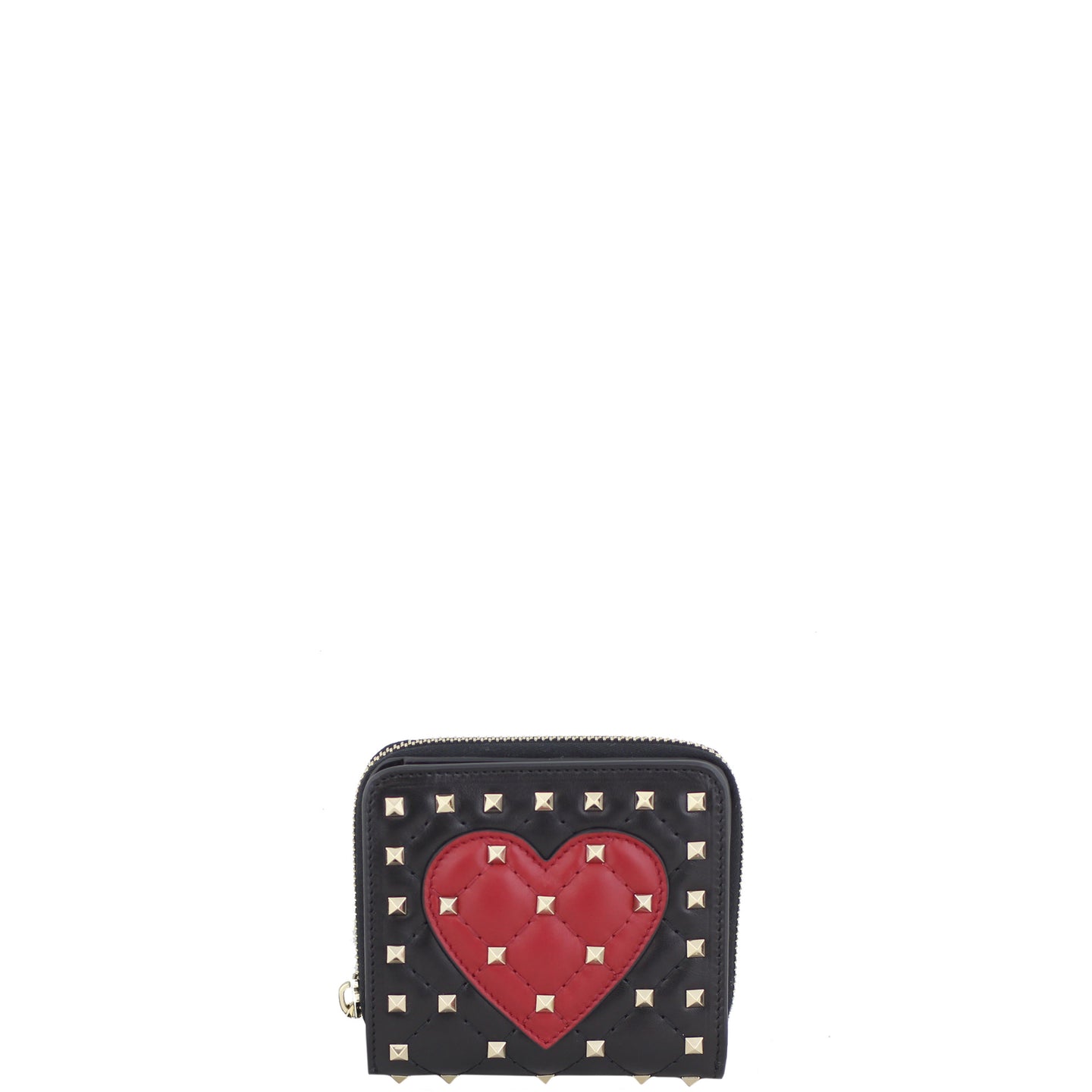 Valentino Rockstud Heart Compact Wallet Front