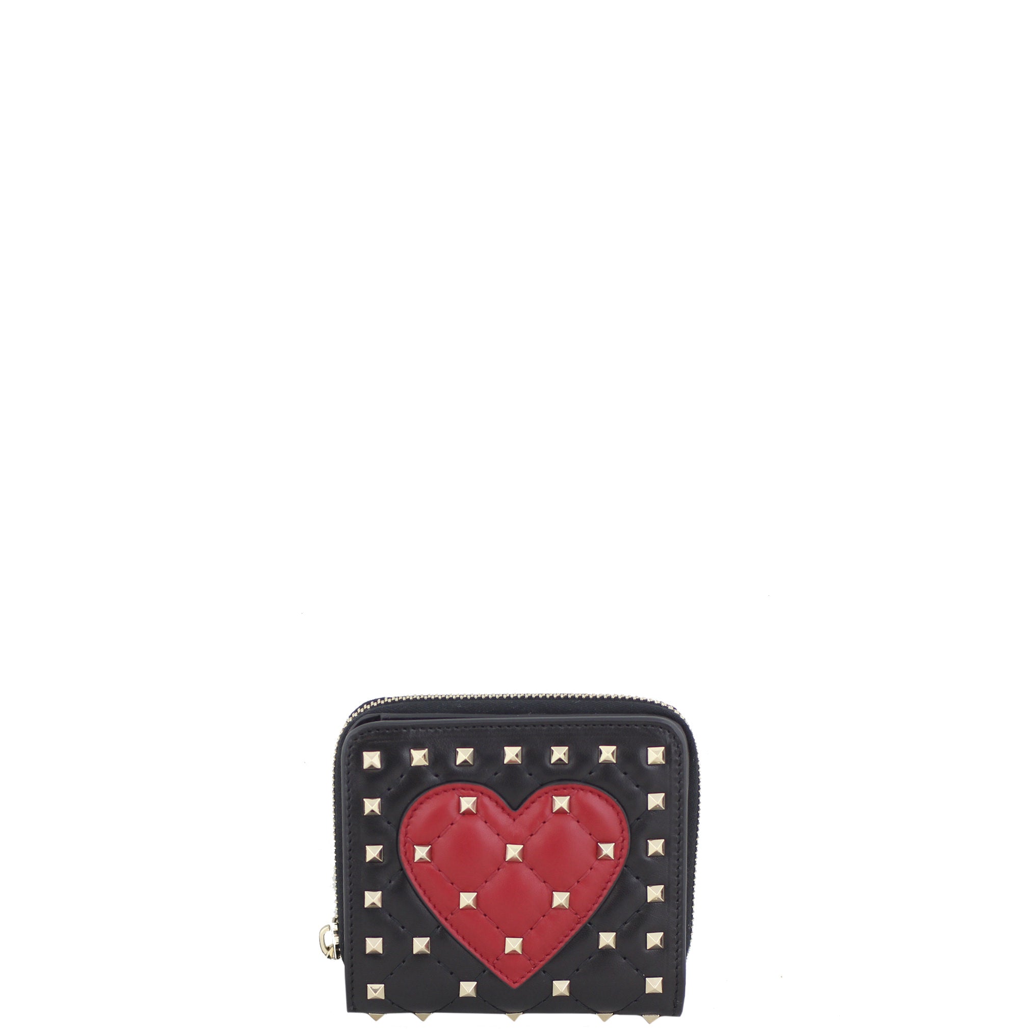 Valentino Rockstud Heart Compact Wallet Front