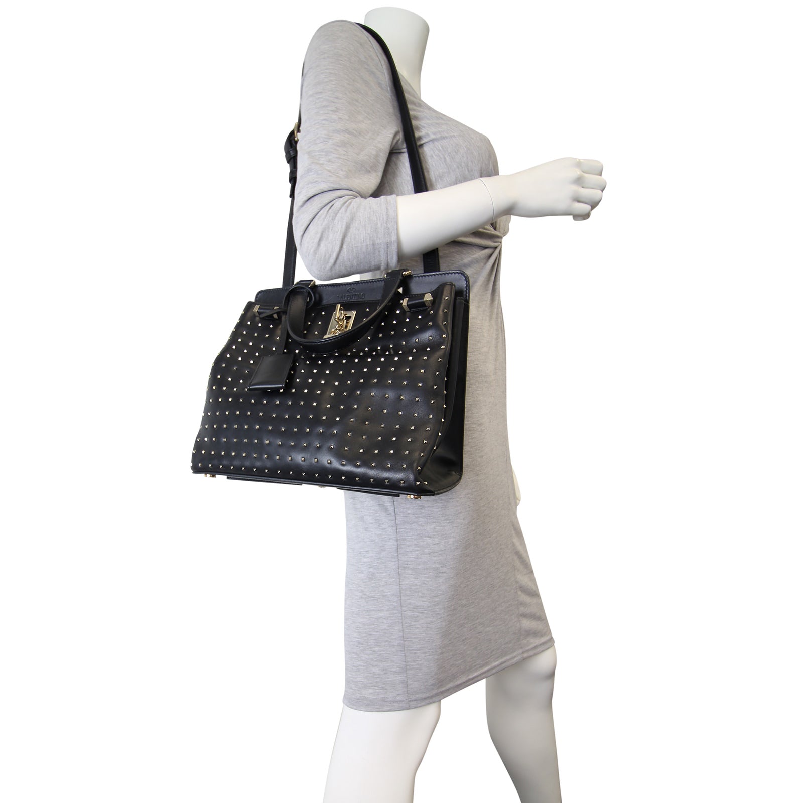 Valentino Rockstud Spike Joy Lock Medium Top Handle Bag Mannequin