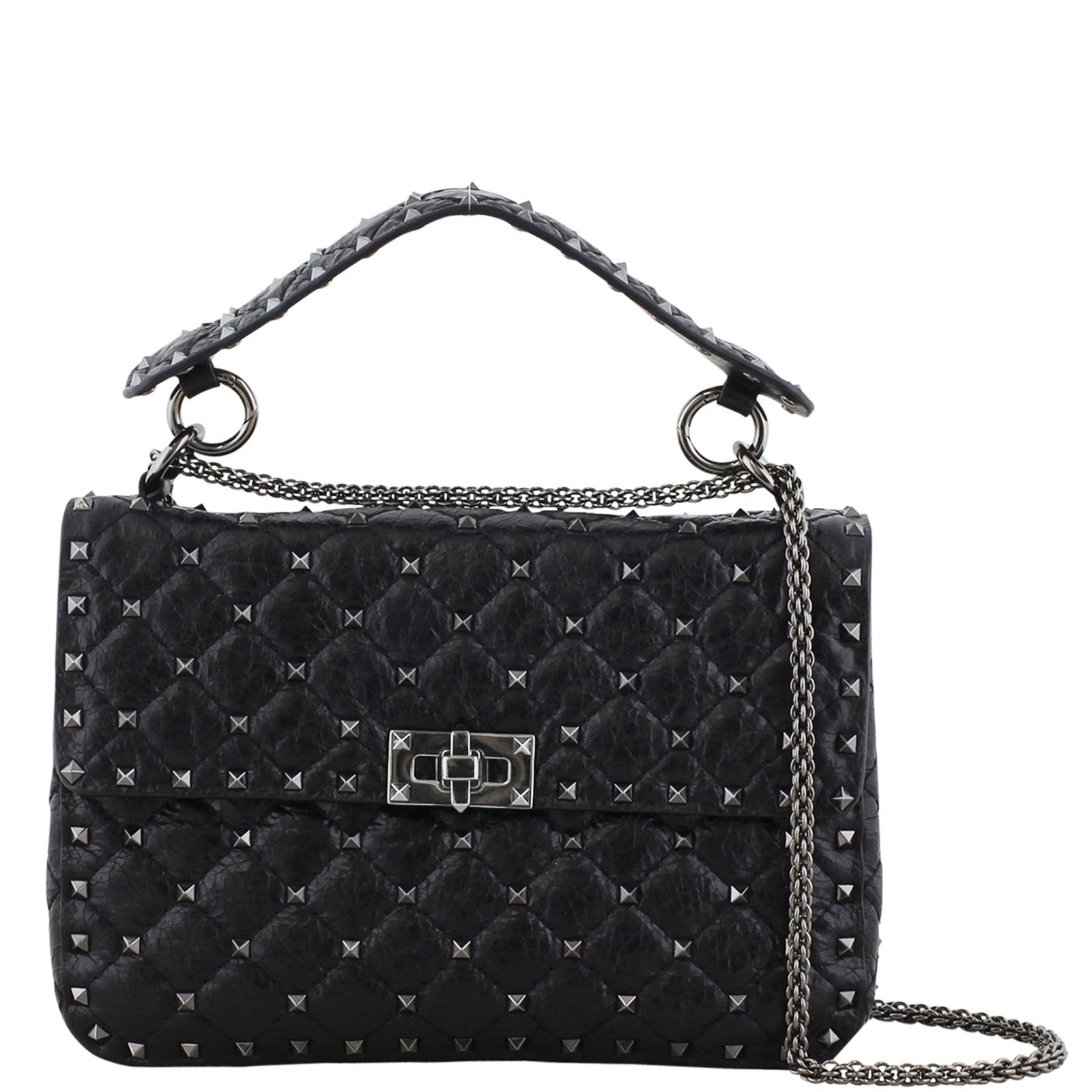 Valentino Garavani Medium Rockstud Shoulder Bag Front with Strap