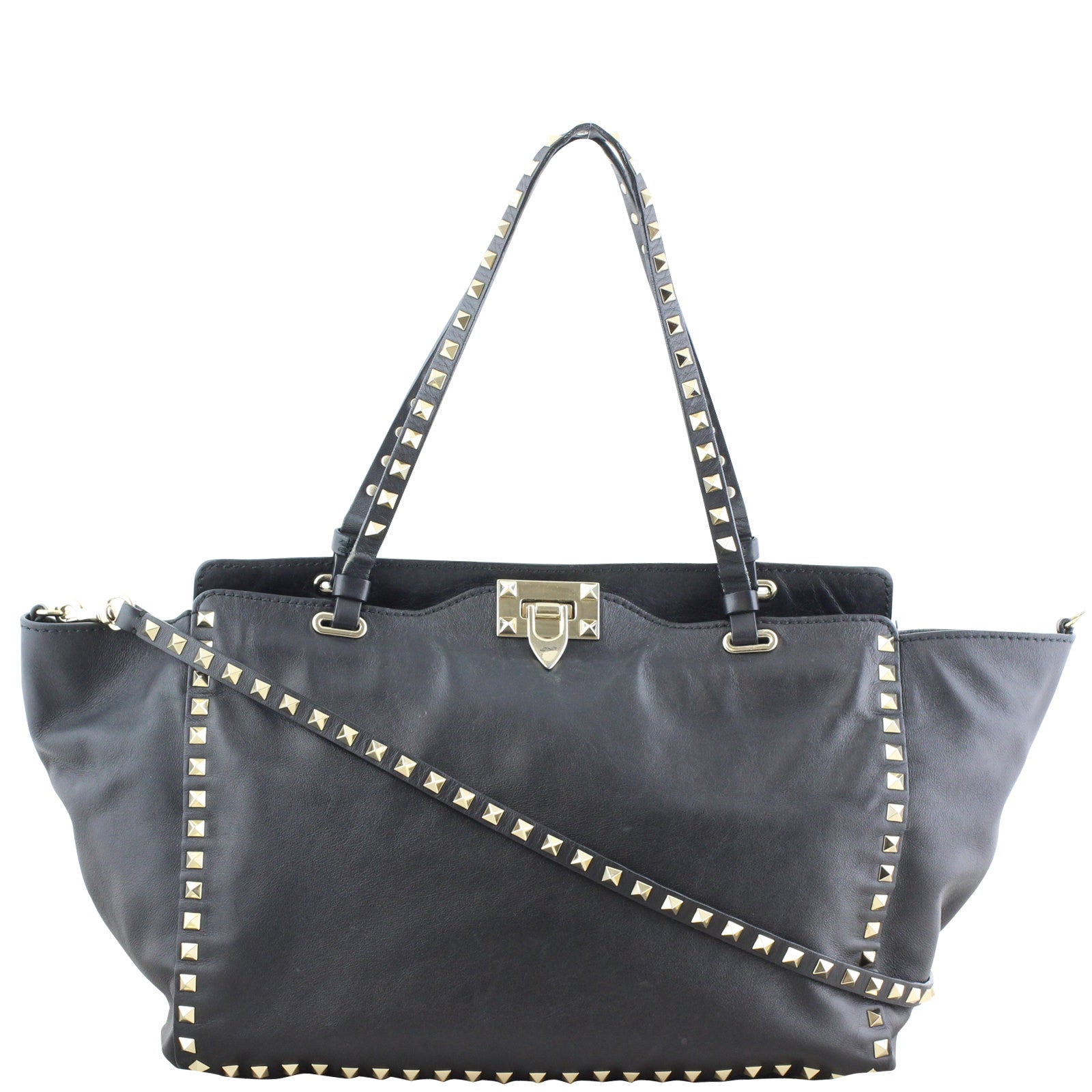 Valentino Rockstud Medium Tote Front Strap