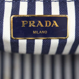 Prada Wicker and Striped Canvas Tote Stamp
