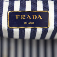 Prada Wicker and Striped Canvas Tote Stamp
