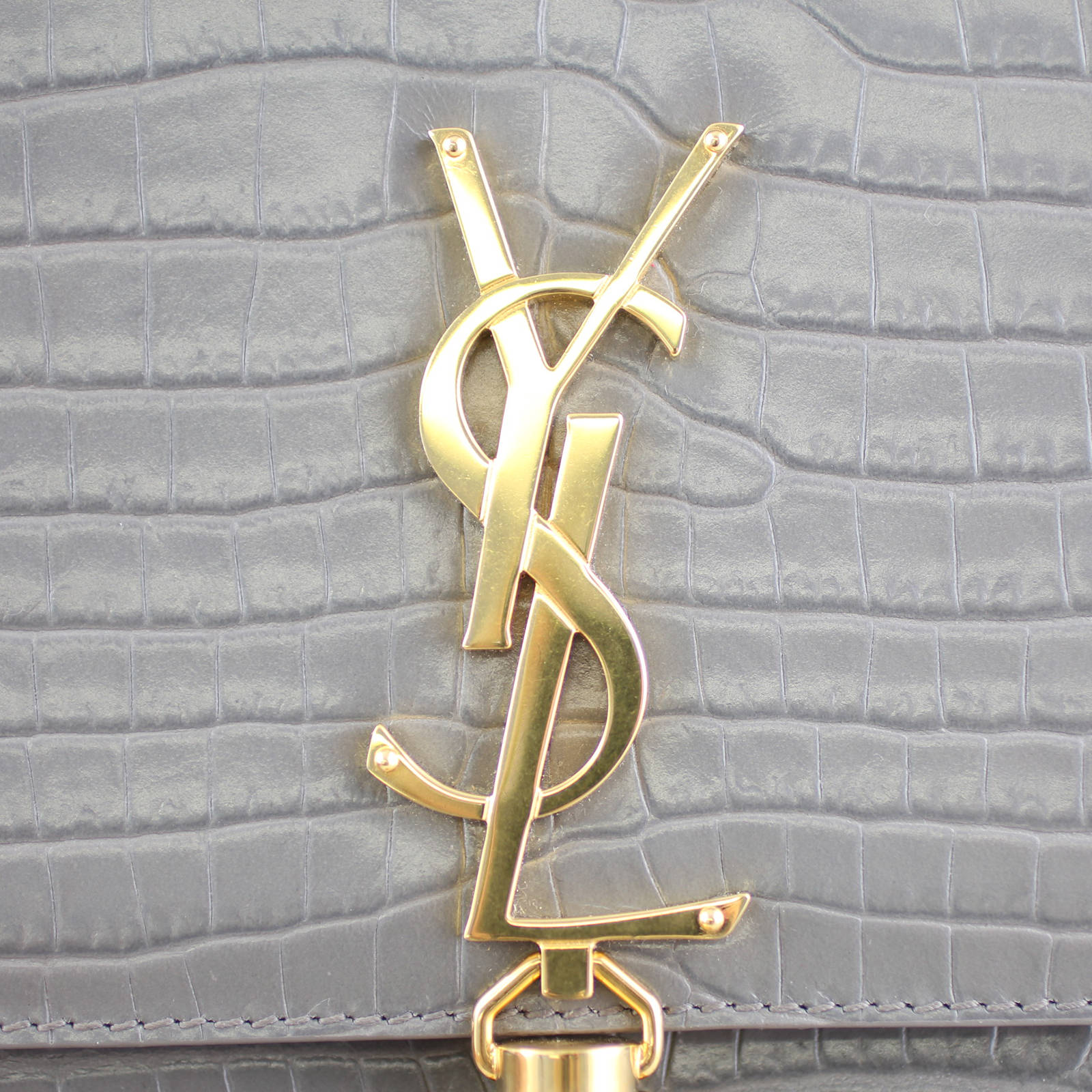 Saint Laurent Kate Medium Tassel Satchel Crocodile Embossed Hardware